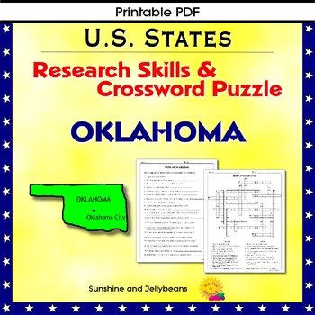 Preview of Oklahoma - Research Skills & Crossword Puzzle - U.S. States Geography Activity