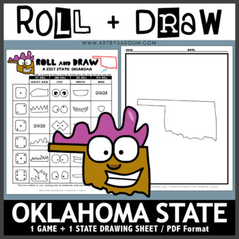 Preview of Oklahoma Roll and Draw Silly State Game NO PREP Drawing Activity