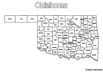 Preview of Oklahoma State Map with Counties Coloring and Learning