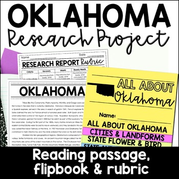 Preview of Oklahoma State Research Report Project | US States Research Flip Book