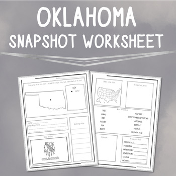 Oklahoma Worksheet / Snapshot Worksheet / All About Texas