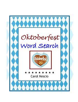 Oktoberfest ~ Octoberfest ~ Word Search in English and German ~ FREE