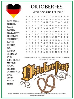 Preview of Oktoberfest Word Search Puzzle Activity Worksheet Game | No Prep!