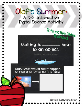 Preview of Olaf's Summer - A Heating, Cooling, Freezing, & Melting Digital Science Activity