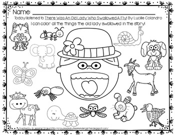 old lady who swallowed a fly coloring page