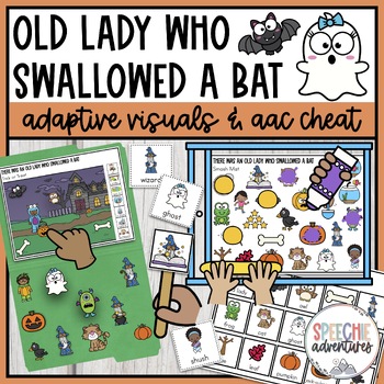 Preview of Old Lady Who Swallowed a Bat Adaptive Book Visuals & AAC Cheat Sheet