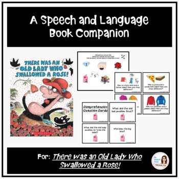 Preview of There Was an Old Lady Who Swallowed a Rose Speech Therapy Book Companion