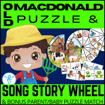 Preview of Old MacDonald had a Farm Story Sequencing Wheel and Animal Matching Puzzle