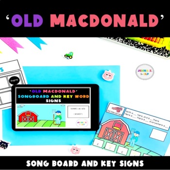 Preview of Old Macdonald Songboard PDF and BOOM  cards (with AUSLAN sign videos)