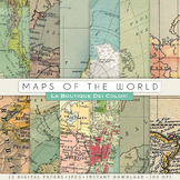 Old Maps Textures Digital Paper, scrapbook backgrounds