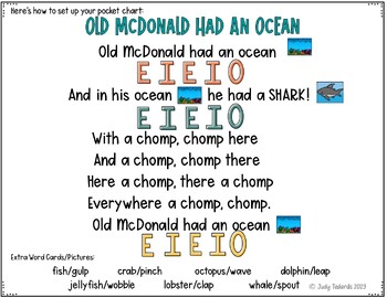 Old McDonald Had An Ocean (Pocket Chart Activity) by Judy Tedards