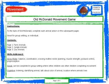 Preview of Old McDonald Movement Game