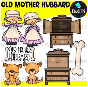 Preview of Old Mother Hubbard Nursery Rhyme Clip Art Set {Educlips Clipart}
