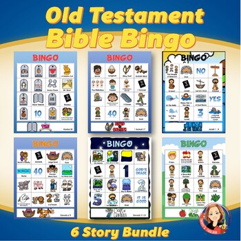 Preview of Old Testament Bible Bingo Bundle with Six Games to Review Bible Lessons