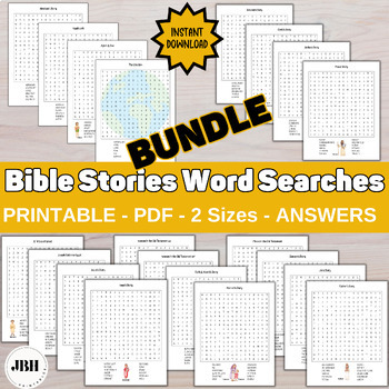 Preview of Old Testament Bible Stories Word Search Bundle with 20 Word Searches & Answers