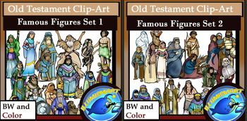 Preview of Old Testament COMBO (Bundle) Clip Art Sets 1 and 2!  80 Pcs. BW/Color!