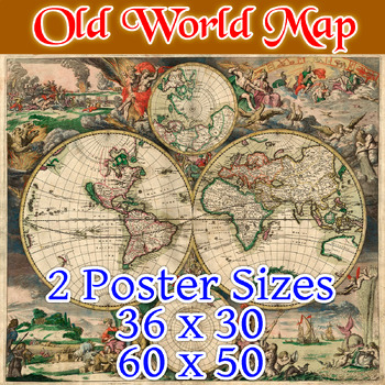Preview of Old World Map POSTER - Circa 1681 - Bulletin board & Wall Size - Beautiful Decor