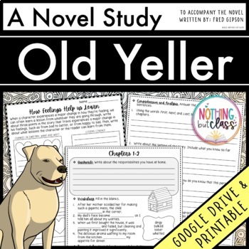 Preview of Old Yeller Novel Study Unit | Comprehension Questions with Activities and Tests