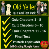 Old Yeller Tests, Quizzes, Assessments Printable AND SELF-