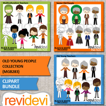 Old Young People Clip art Bundle / Multiculturalism clipart by revidevi