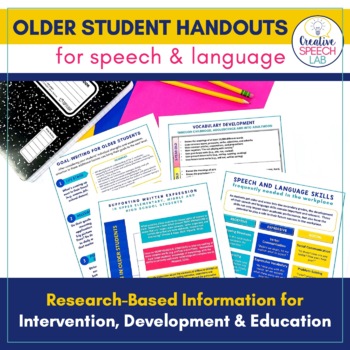 Preview of Older Student Speech & Language Handouts