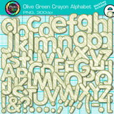 Olive Green Alphabet Letter Clipart Images: Crayon Effect 