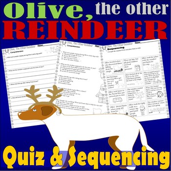 Preview of Olive the Other Reindeer Christmas Reading Quiz Tests Story Sequencing