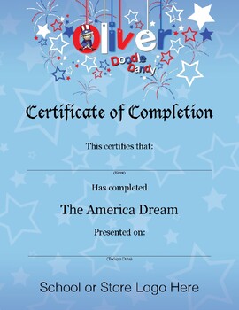 Preview of Oliver Doodle Dandy Certificate of Completion