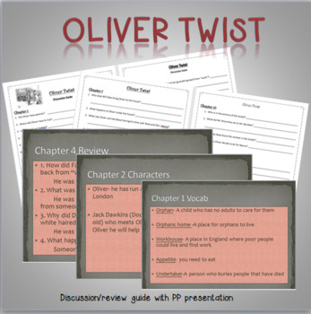 Preview of Oliver Twist Reading Comprehension questions and PP guide