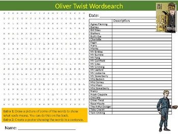 Oliver Twist Wordsearch Sheet Starter Activity Keywords English Literature
