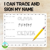 Olivia - Name Worksheet - ASL, Cursive, & Manuscript (non-
