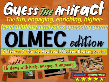 Preview of Olmec “Guess the artifact” game: engaging PPT with pictures, clues & answers