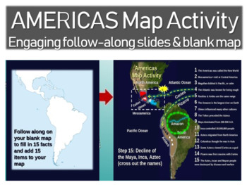 Preview of Olmec-Toltec-Maya-Inca-Aztec Map Activity: easy, fun, interactive 20-slide PPT