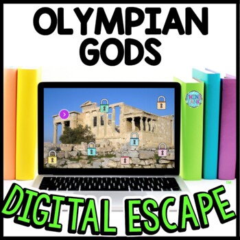 Preview of Olympian Gods Greek Mythology Interactive DIGITAL Escape Room Reading Puzzles