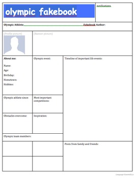 Preview of Olympic Biography Fakebook Organizer