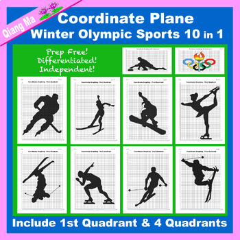 Preview of Olympic Coordinate Plane Graphing Picture: Winter Olympic Sports 10 in 1