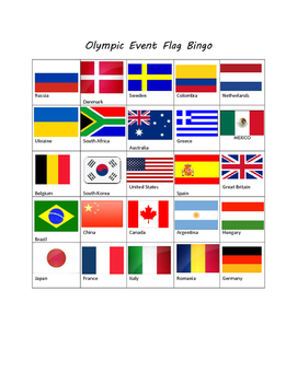 Summer Olympics Country Flag Quiz  Printable Athletic Activity Sheet –  Enjoymyprintables