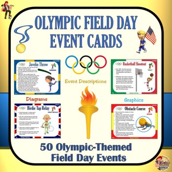 Preview of Olympic Field Day Event Cards- 50 Olympic-Themed Field Day Events