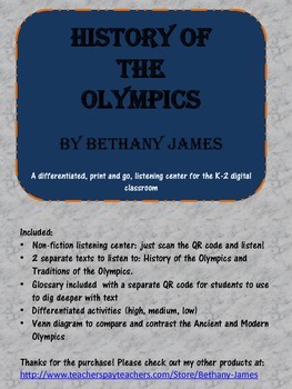 Preview of Olympic History and Traditions: a differentiated listening center