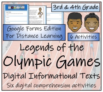 Preview of Olympic Legends Close Reading Activity Bundle Digital & Print | 3rd & 4th Grade