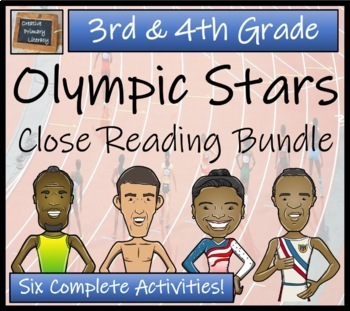 Preview of Olympic Legends Close Reading Comprehension Bundle | 3rd Grade & 4th Grade