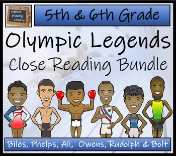 Preview of Olympic Legends Close Reading Comprehension Bundle | 5th Grade & 6th Grade