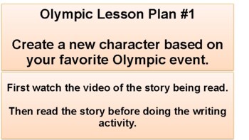 Preview of Olympic Story Mentor Text and Creating a Character Writing Activity