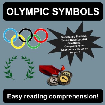 Preview of Olympic Symbols EASY Reading Comprehension with VISUAL SUPPORT