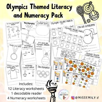 Preview of Olympic Theme Pack Literacy and Numeracy