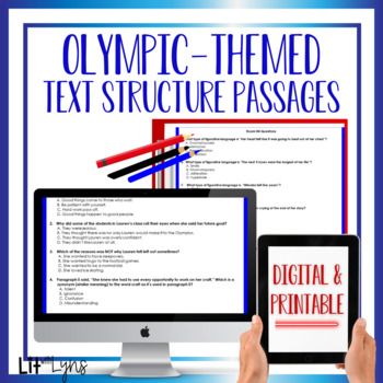 Preview of Olympic-Themed Text Structure Passages - Digital & Printable