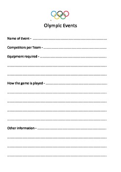 Olympic events writing templates by Nova Jackson | TpT
