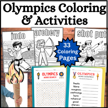 Preview of Olympics Coloring Pages and Activity BUNDLE! 2024 Summer Olympic Games Party
