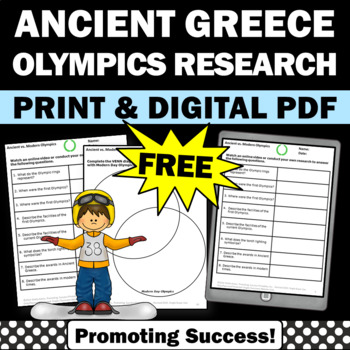 Preview of FREE Research Project Olympics vs. Ancient Greece Distance Learning Digital