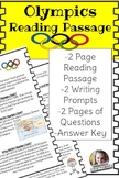 Olympics Reading Passage includes writing prompts and questions